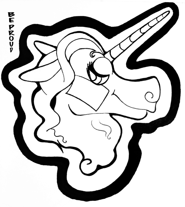 Unicorn Pride Badge - Illustration (600x671)