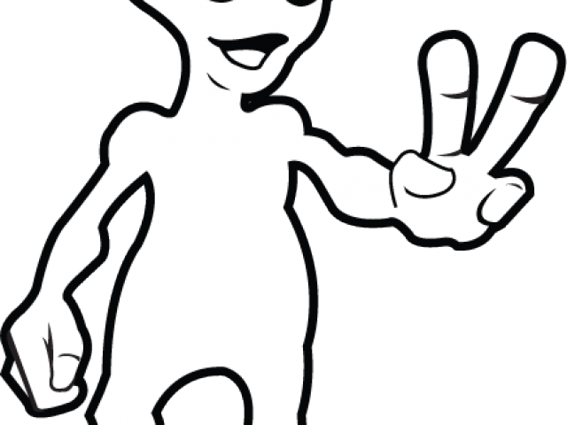 Sci Fi Clipart Cartoon - Black And White Alien (640x480)