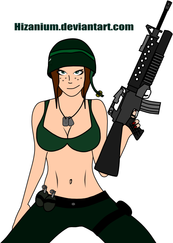 Army Girl By Hizanium - Firearm (744x891)