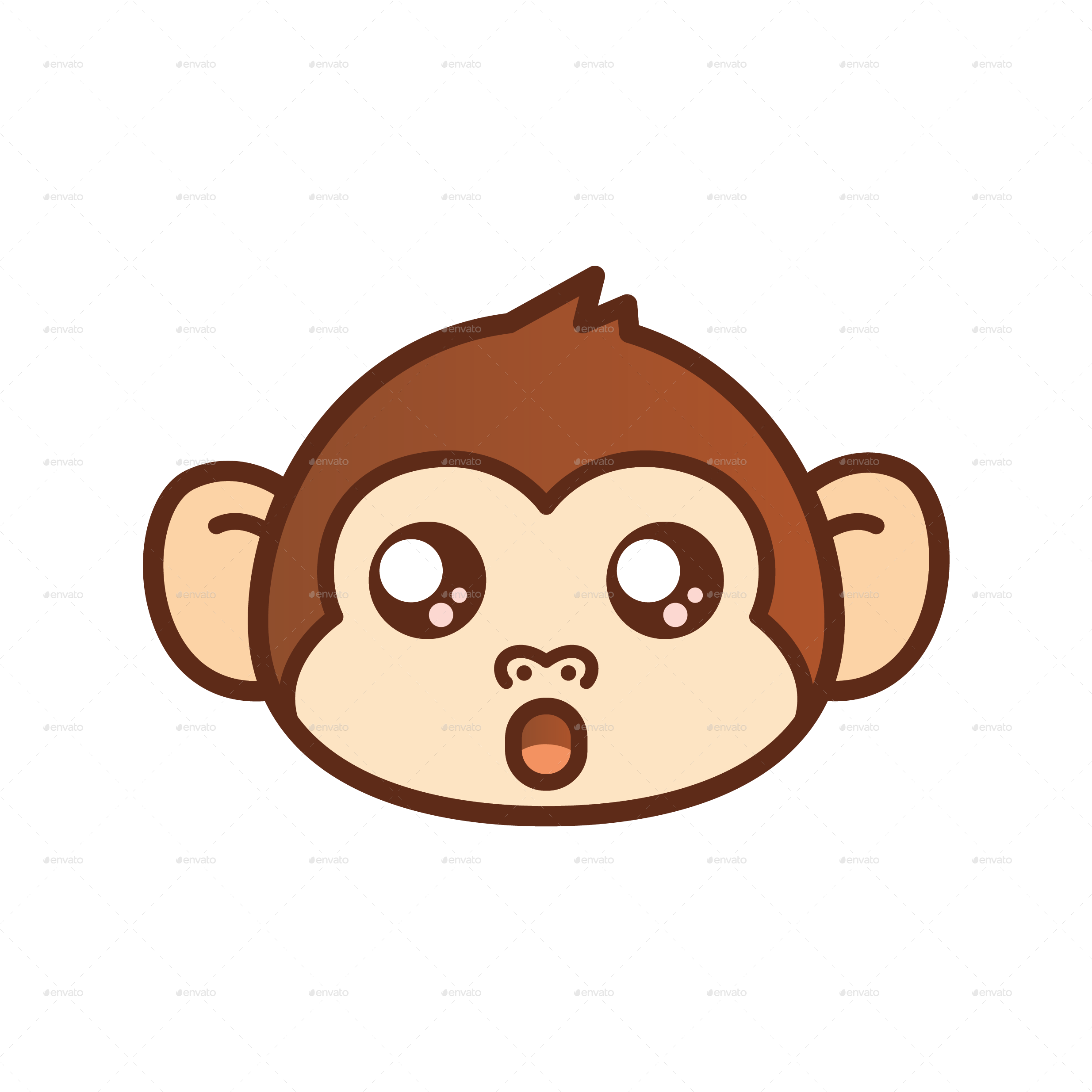 Cute Monkey Emoticon - Icon (2480x2480)