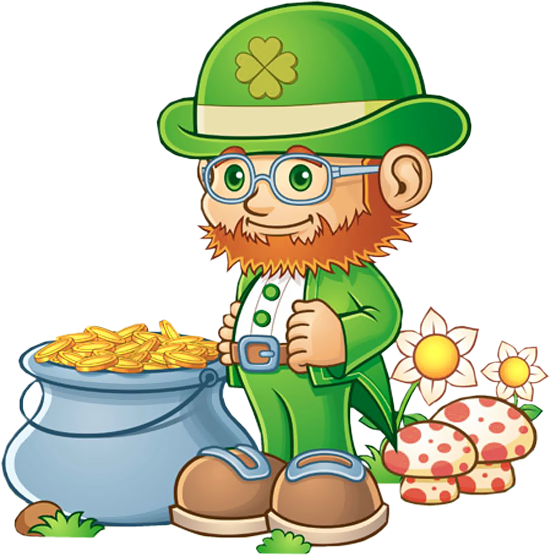 Pin By Dizzy Lizzy On All St - Leprechaun With Pot Of Gold Clipart (550x556)