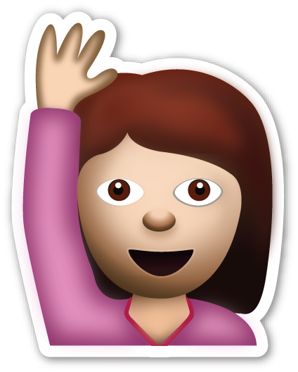 Happy Person Raising One Hand - Raise Hand Emoji Png (424x528)