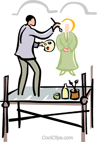 Painter Painting A Mural Royalty Free Vector Clip Art - Painting (329x480)