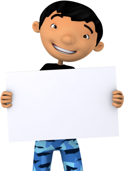 3d Cartoon Hand Download - Boy With Board Png (600x600)