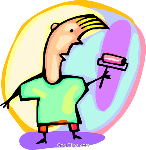 Man Painting Royalty Free Vector Clip Art Illustration - Man Painting Royalty Free Vector Clip Art Illustration (467x480)