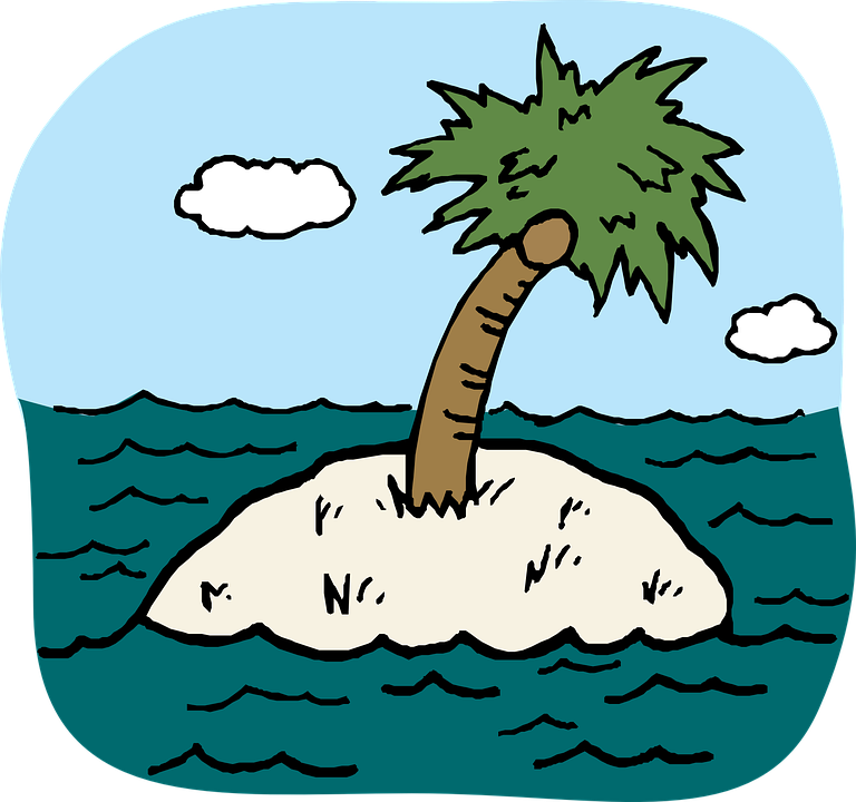 Desert Isle Black White Line Art 555px 75 - Clipart Of Islands (600x563)
