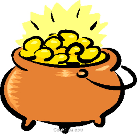 Pot Of Gold Royalty Free Vector Clip Art Illustration - Pot Of Gold Clip Art (480x470)