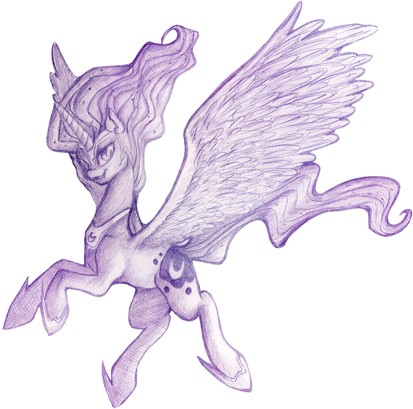 Ouyrof, Nightmare Moon, Safe, Sketch, Solo, Traditional - Cartoon (1000x919)