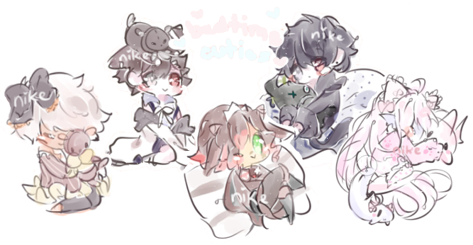 Bedtime Cuties Sketch Batch 6 By Cutenikechan - Cartoon (667x346)