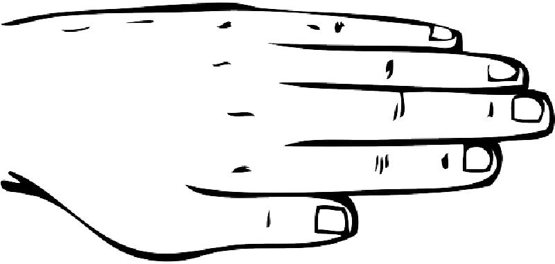 Hand Outline - Black And White Parts Of The Body Clipart (801x381)