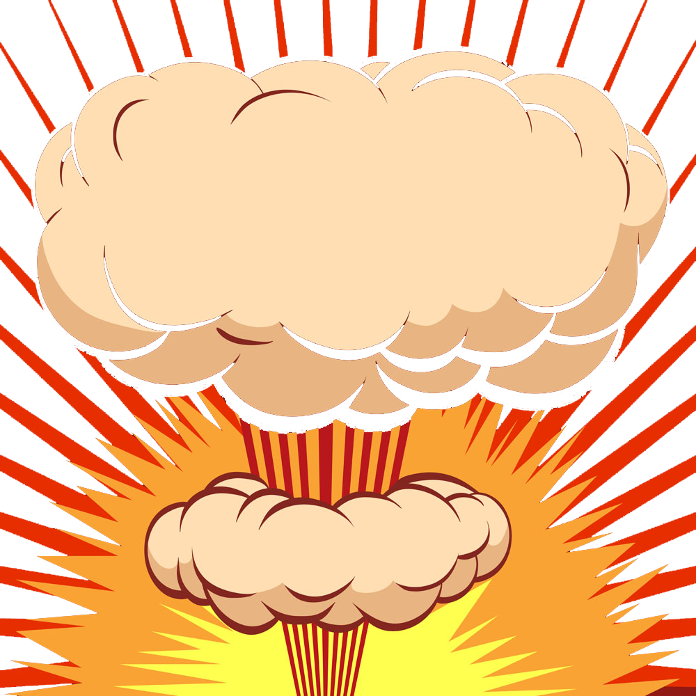 Mushroom Cloud Explosion Cartoon Comics - Yellow And Red Bomb Cartoon Mushroom Cloud (1000x1000)