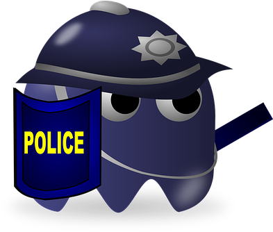 Police Baddie Pacman Pac-man Cartoon Polic - Cartoon Police Clipart (399x340)