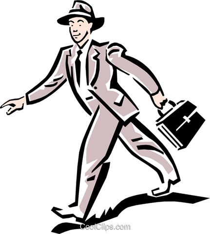 Man Walking To Work Royalty Free Vector Clip Art Illustration - Man Walking Clipart (431x480)
