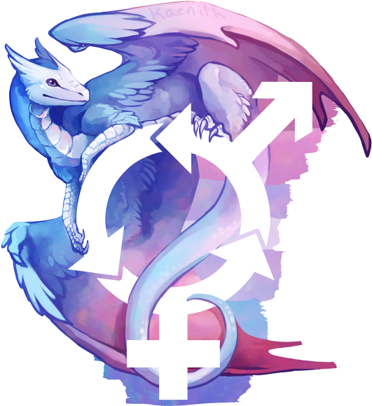 Http - //kaenith - Tumblr - Com/tagged/pride - Dragons - Bigender Pride Dragon (540x597)