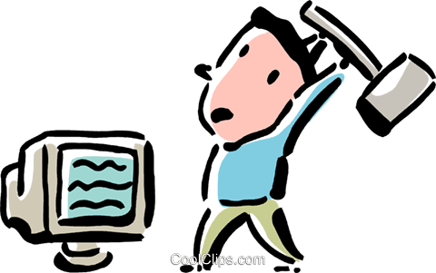 Man About To Smash His Monitor Royalty Free Vector - Man Hitting Computer (480x301)