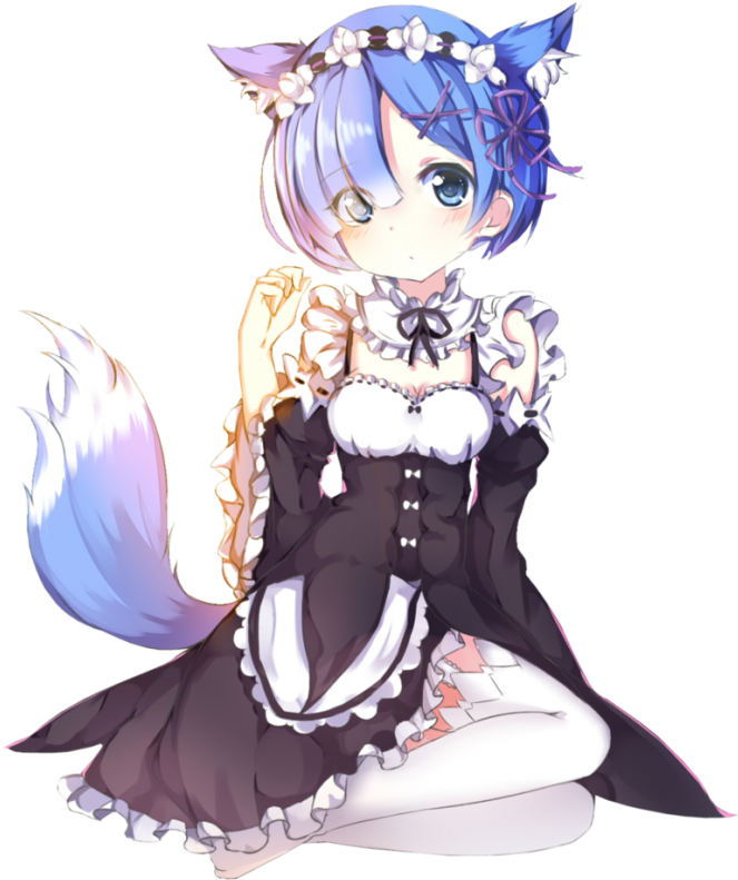 #anime #anime Тян #anime Тян #anime Kawaii #png #png - Re Zero Rem Neko (700x847)