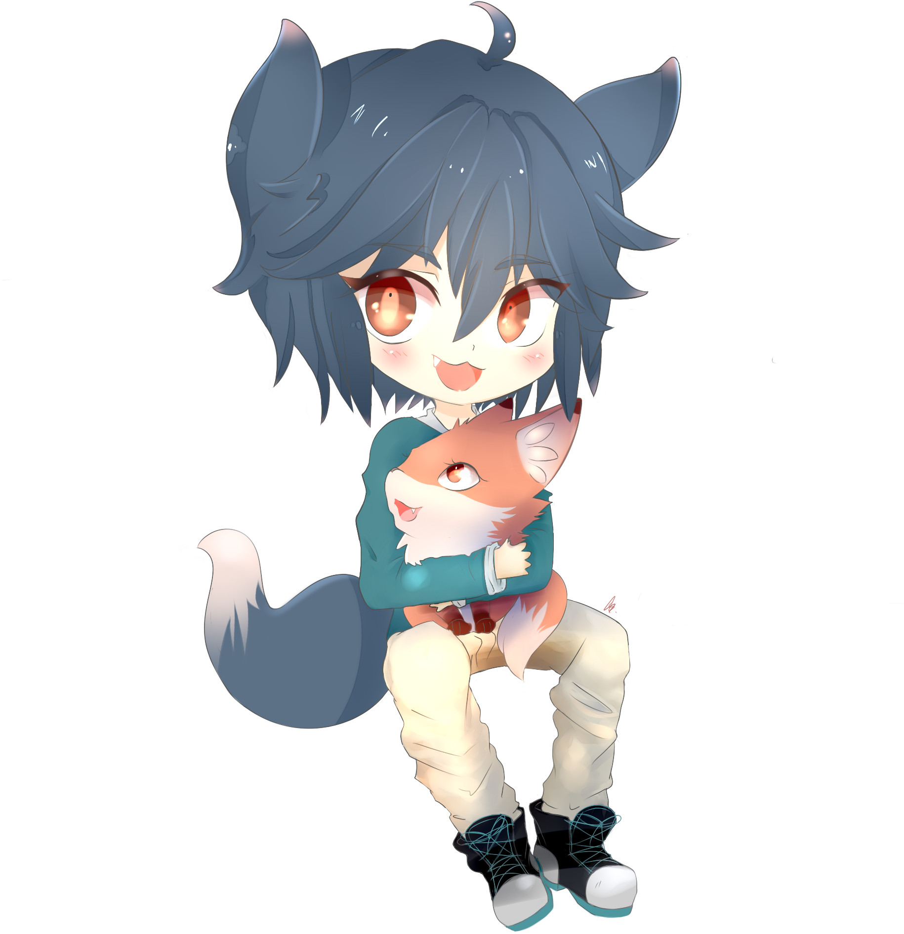 Chibi Anime Manga Fox Little Boy Shota Original Character - Manga (1920x1920)