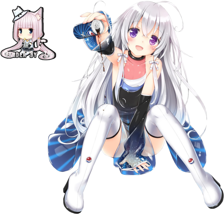 Cute - Anime Girl With White Hair And Purple Eyes (900x720)