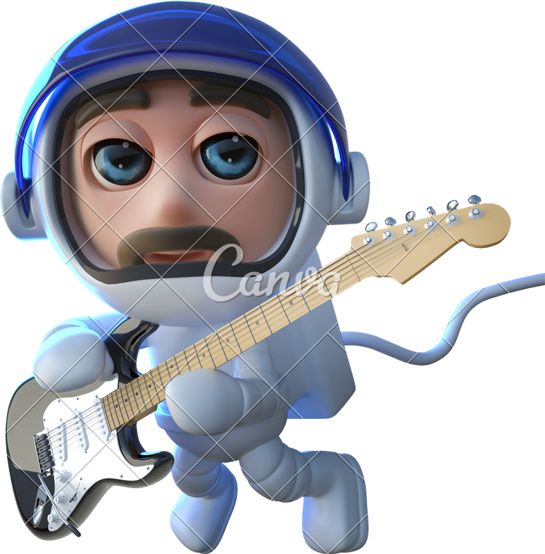 3d Funny Cartoon Spaceman Astronaut Playing An Electric - 3d Funny Cartoon Spaceman Astronaut Playing An Electric (787x800)