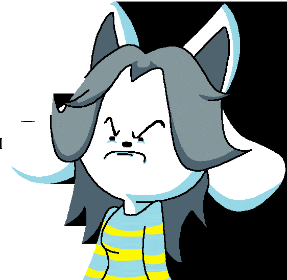Undertale White Vertebrate Nose Line Art Head Fictional - Angry Temmie Gif (562x548)