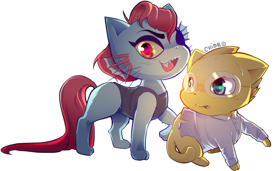 Undyne And Alphys Cat Version By Ckibe - Undertale Version Gatos (1280x720)