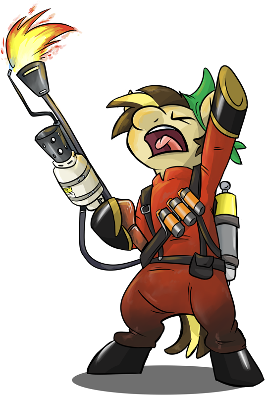Team Fortress 2 Pyro 2 Derpy Hooves Spike Pony Vertebrate - Cartoon (575x850)