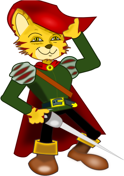 Free Fantasy Musketeer Cat Clip - El Gato Con Botas Cuento Png (480x597)