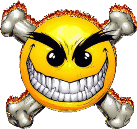 Skull And Crossbones - Evil Ernie Smiley Face (490x490)