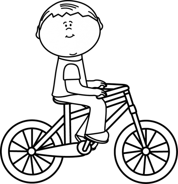 Riding Bicycle Clipart Black And White 7 Nice Clip - Clip Art Black And White Bike (582x600)