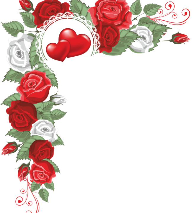 Heart Flower Clip Art - Moldura De Rosas Png (650x722)