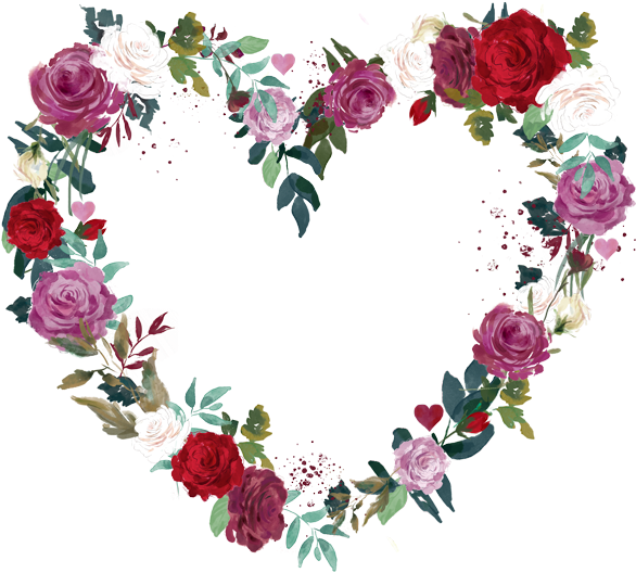 Love Heart Flower Wreath - Heart Of Flowers Png (600x570)