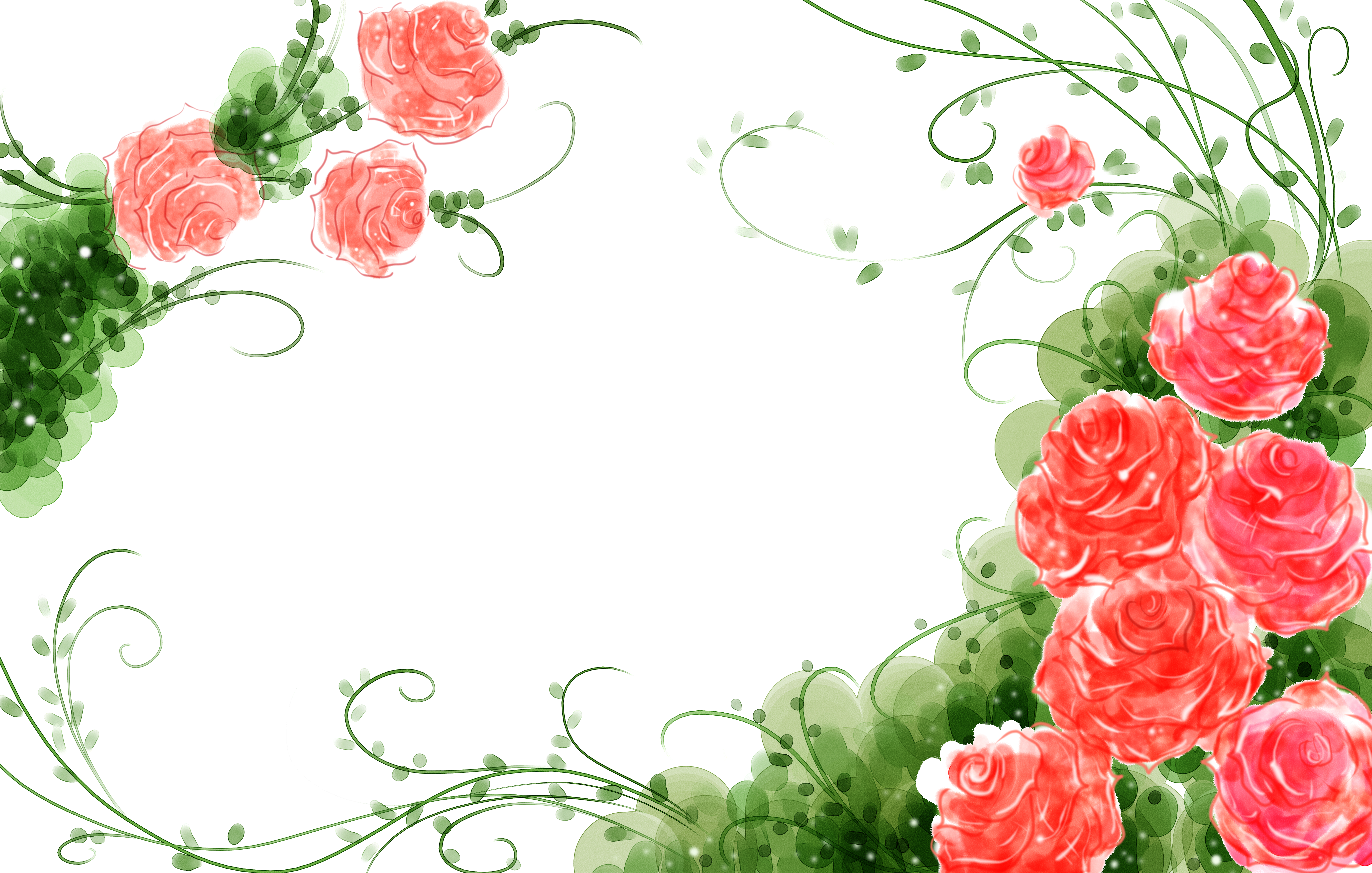 Garden Roses Flower Watercolor Painting Illustration - Flower Lae Backgeound (5500x3500)
