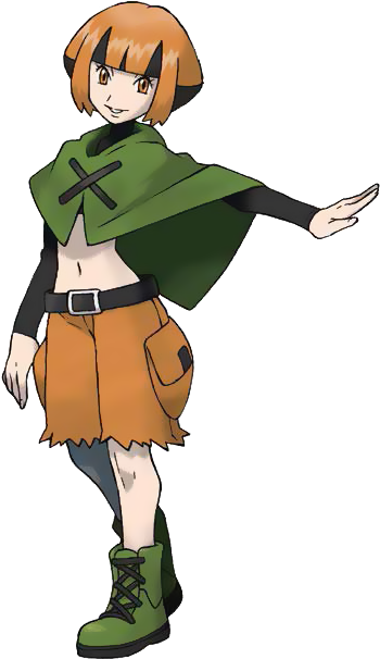 Pokemon Gym Leader Gardenia Orange Hair With Black - Gardenia Pokemon (385x633)