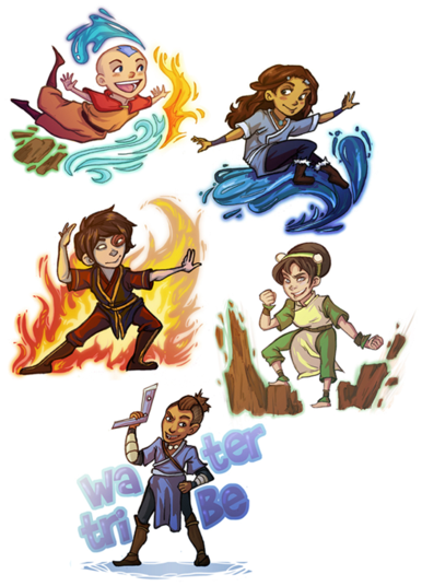Aang Katara Zuko Sokka Avatar - Cartoon Avatar The Last Airbender (400x550)