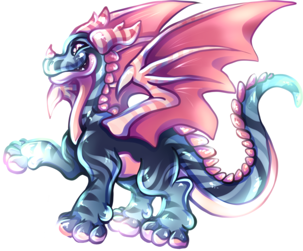 Closed Blue Pink Dragon Character Adoptable By Tana-jo - Blue And Pink Dragon (600x498)