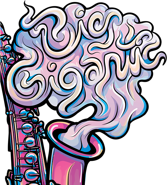 "big Gigantic Saxophone"- Sticker Design - Saxophone (600x687)