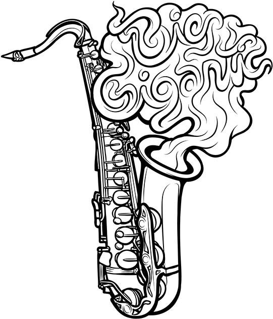 "big Gigantic Saxophone"- Sticker Design - Big Gigantic Saxophone Sticker (600x687)