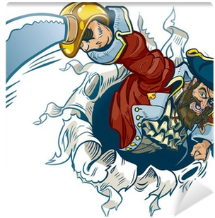 Vector Cartoon Pirate Rips Out Of Background Wall Mural - Clip Art (400x400)
