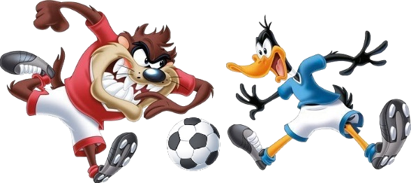 Soccer Cartoon Images - Daffy Duck Playing Soccer (589x262)