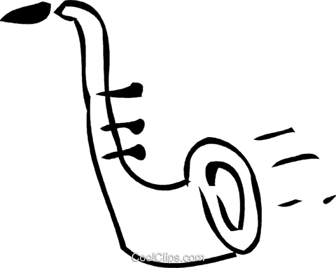 Saxophone Vektor Clipart Bild - Line Art (480x383)