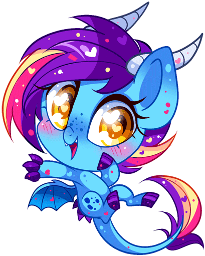Ipun, Blushing, Cute, Dracony, Eye Shimmer, Female, - Cartoon (551x665)