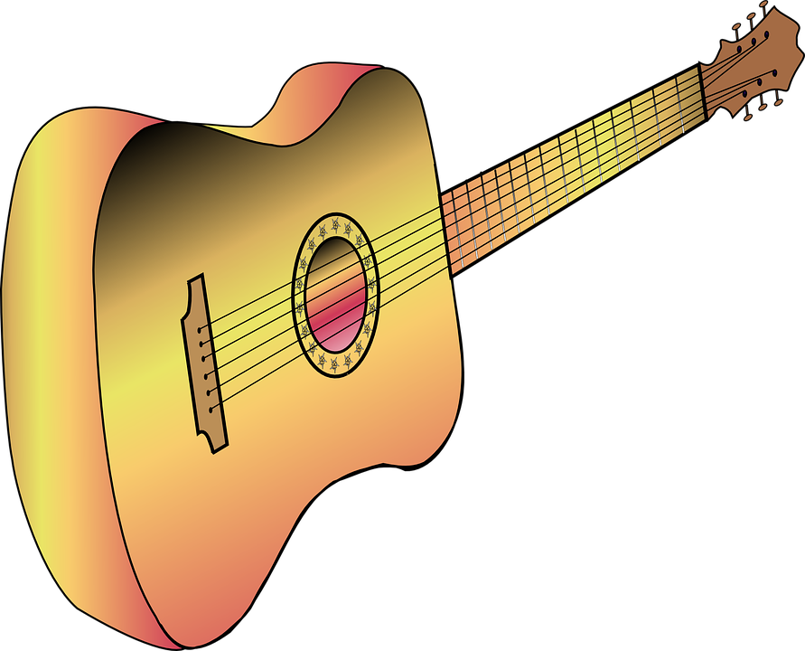 Acoustic Guitar Clipart Yellow Guitar - Guitar Clip Art (891x720)