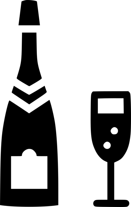 Pin Champagne Glass Clip Art Black And White - Champagne Icon Png (506x800)