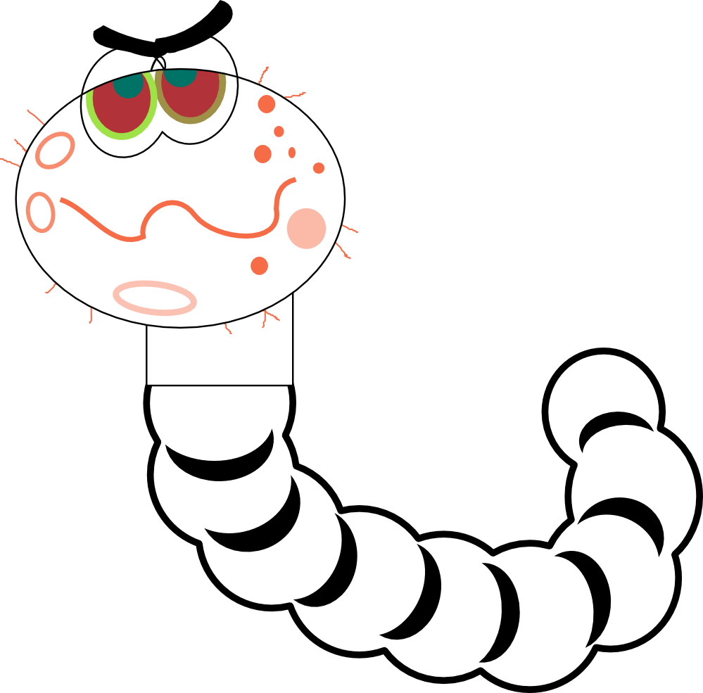 Worm 2 Black White Line Art 999px 105 - Worm (999x985)
