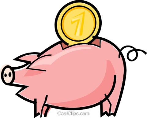 Piggy Bank Royalty Free Vector Clip Art Illustration - Sparschwein Clipart Transparent (480x386)