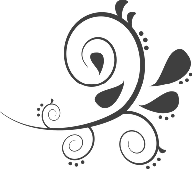Paisley Dark Black Curves Floral Decoratio - Free Paisley Clip Art (385x340)