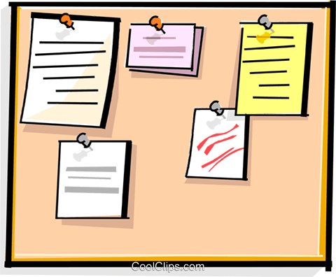 Bulletin Board Royalty Free Vector Clip Art Illustration - Bulletin Board Clip Art (850x700)