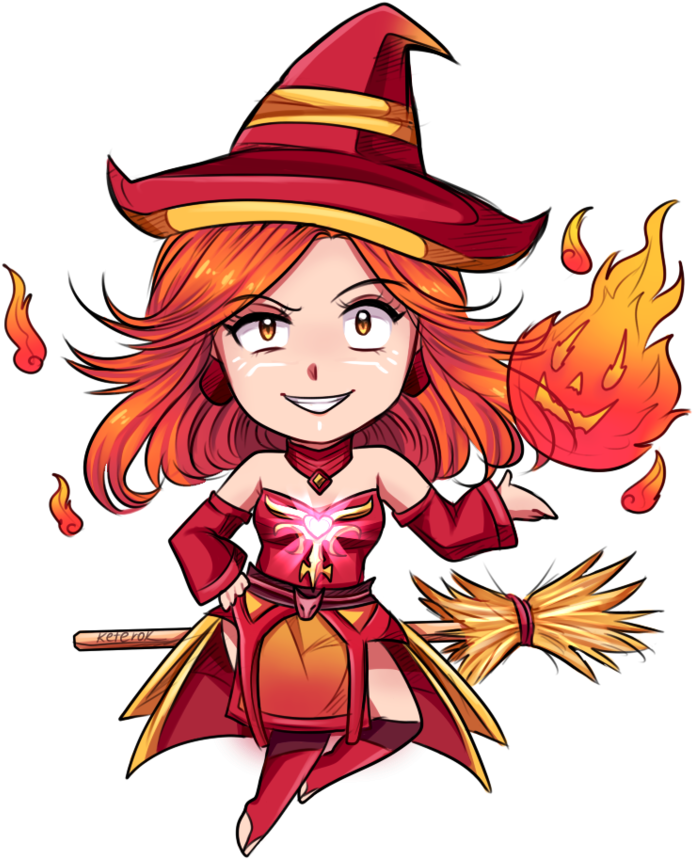 Fire Witch By Keterok - Cartoon (894x894)