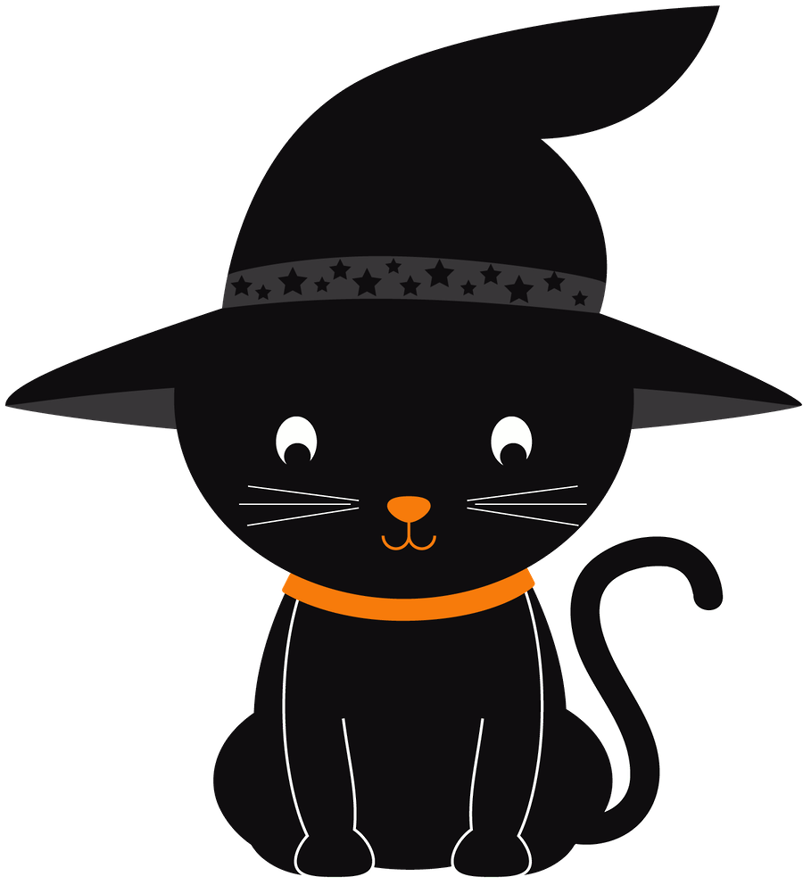 Witch Hat Clipart Kawaii - Black Cats With Witch Hats (900x992)