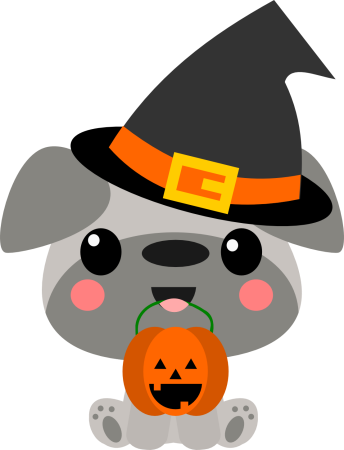 Pp-chibi Puppy Witch Hat - Cartoon (344x450)